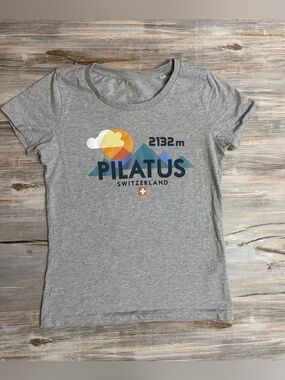 Pilatus 2132m Switzerland T-Shirt Women’s Size XXS Stanley/Stella Gray Crew Neck